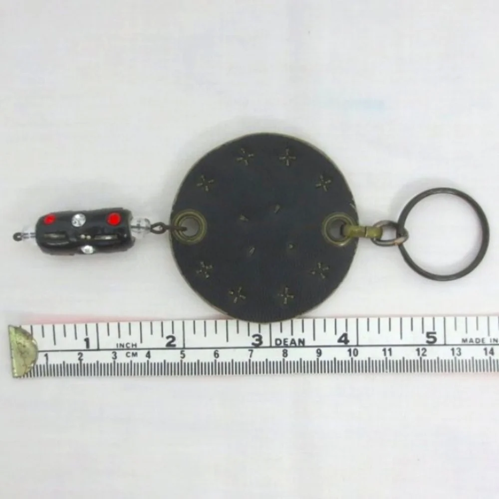 New Handmade Keychain Bag Charm Beaded Boho Faux Leather Rhinestone Swivel Clip